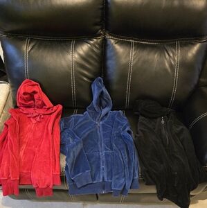 Velour Hoodie Set Of 3 - Red, Blue, Black Size Small